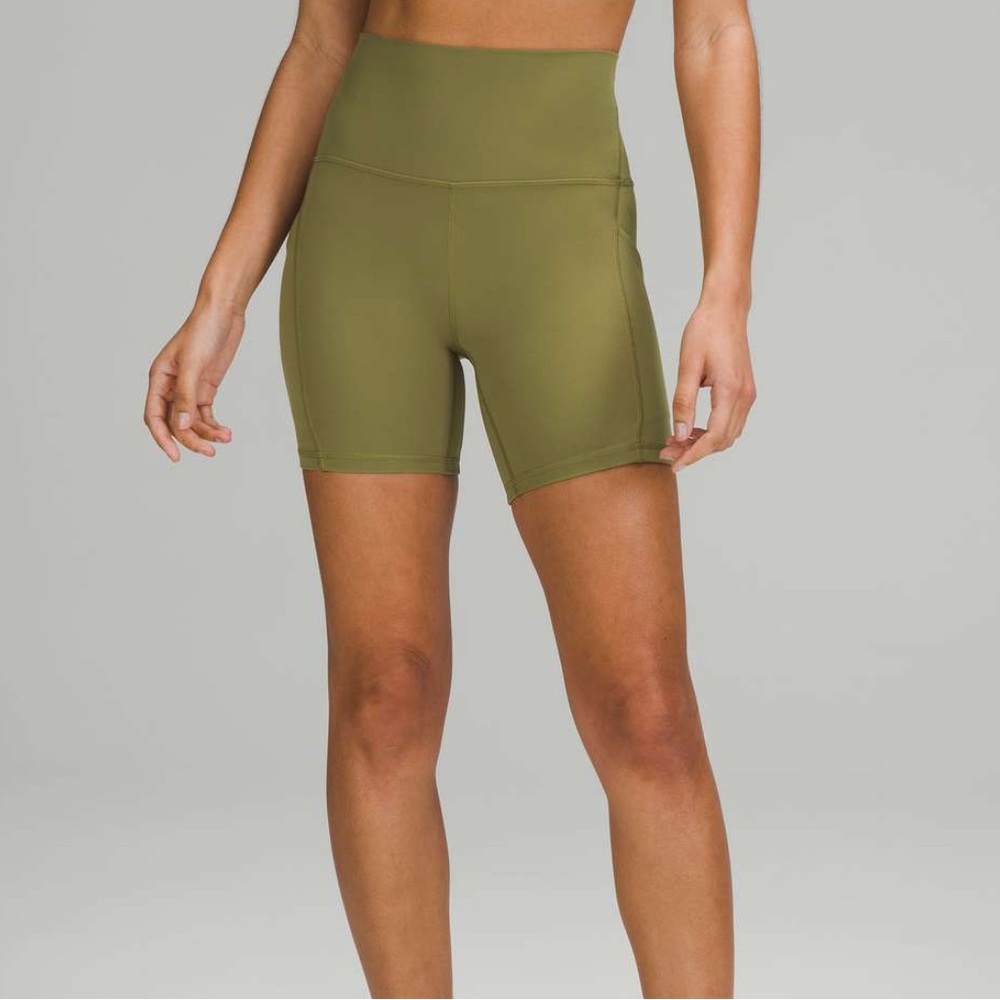Lululemon Align High Rise Shorts with Pockets 6" Inseam Sz 12 Bronze Green